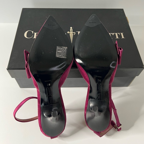 Cesare Paciotti Suede Magenta Bow Pump Size 8 - Picture 5 of 5